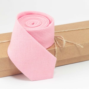 Rosa Farbe Leinenkrawatte |  Groomsmen Krawatte, schmale Krawatte, Männerkrawatte, Männerkrawatte