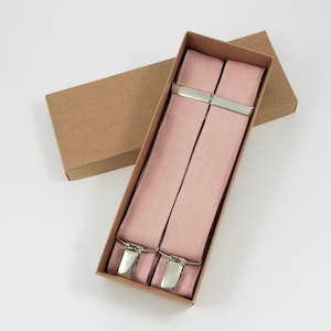 DUSTY PINK linen suspenders Adjustable Y- Back Suspenders - Dusty pink wedding suspenders for groomsmen