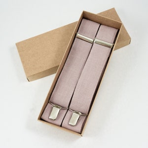 DUSTY ROSE linen suspenders Adjustable Y- Back Suspenders - ADULT Baby Boys Kids Children Mens Groom Page Boy Wedding