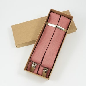 PINK  linen suspenders Adjustable Y- Back Suspenders - ADULT Baby Boys Kids Children Mens Groom Page Boy Wedding