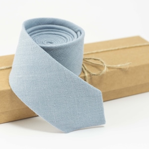 Dusty Blue Necktie - Optional Pocket Square, Groomsmen Tie, Wedding Tie, Men&#39;s Skinny Tie - Elegant Accessory for Special Events