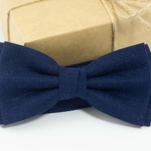 Navy Blue bow tie | blue linen bow tie, blue weddings, wedding bow tie
