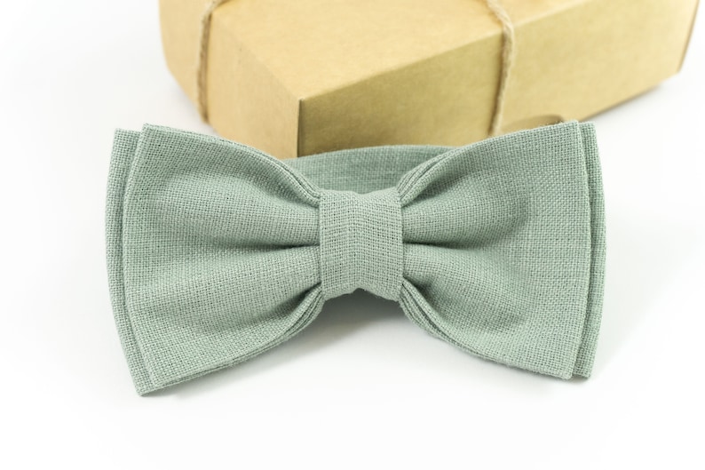 Dusty Sage Green LINEN Bow tie can be made for Toddler / Kids Etsy