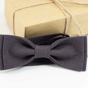 Pajarita de lino marrón oscuro para niños / Pajarita de boda de lino para padrinos de boda