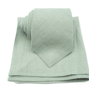 Eco-Friendly Sage Green Linen Necktie - A Sustainable Choice for the Conscious Gentleman