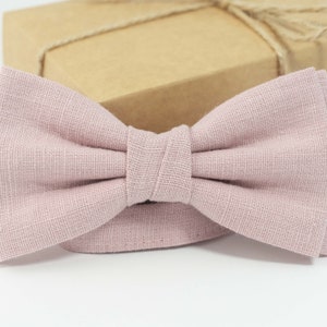Dusty rose bow tie | Dusty rose linen bow tie, wedding bow ties, pre tied bow ties, butterfly bow tie