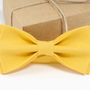 Yellow color bow tie | Yellow linen bow tie, boys bow tie, wedding bow tie, kids bow tie