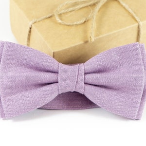 Light Purple bow tie and pocket square for wedding | Eco Friendly Linen purple bow tie gift for groomsmen