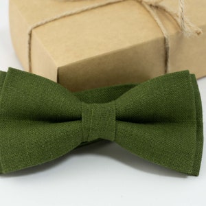 Noeud papillon en lin vert olive, noeud papillon vert olive, noeud papillon bébé, noeud papillon garçon, noeud papillon adulte, noeud papillon pour homme, noeud papillon vert
