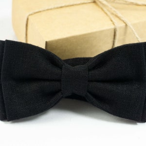Black pre tied bow ties for you groom | High Quality Linen pre tied bow ties for you weddings - High quality adjustable strap