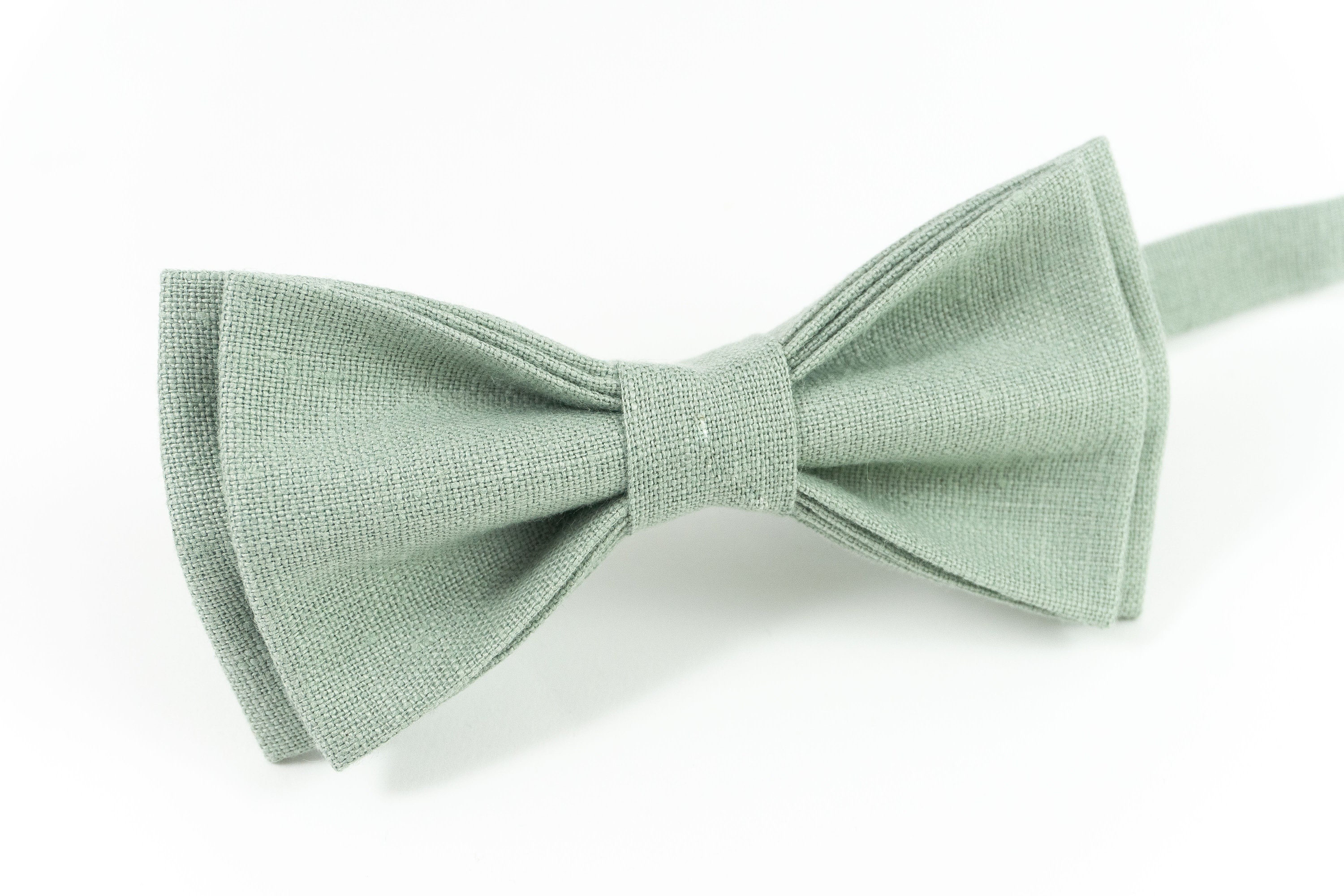 Dusty sage green linen pre-tied bow tie available with | Etsy