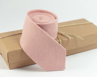 Dusty pink linen necktie | Eco Friendly Linen necktie perfect gift for groomsmen