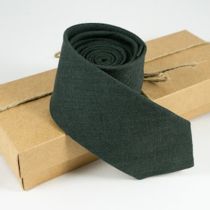 Mens necktie in HUNTER GREEN Solid Color Skinny Necktie in Dark green color