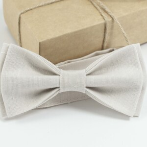 Ivory bow tie - groomsmen linen bow tie for wedding