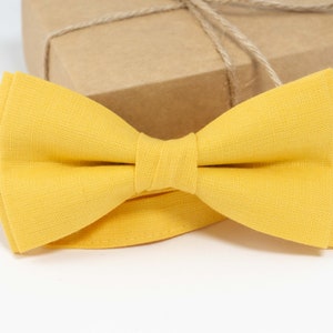 Yellow color linen bow tie | Yellow color best mens ties, boys bow tie, wedding bow tie