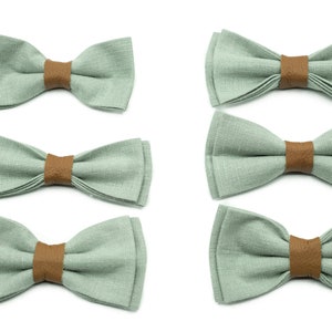 Dusty Sage Green Linen Bow Ties: Perfect for Groom, Groomsmen & Stylish Men&#39;s Wedding Outfits