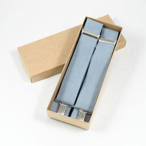 Dusty Blue Wedding Suspenders - Ideal for Grooms, Groomsmen, Boys - Adjustable and Comfortable