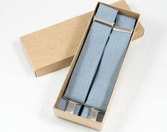 Dusty Blue Wedding Suspenders - Ideal for Grooms, Groomsmen, Boys - Adjustable and Comfortable