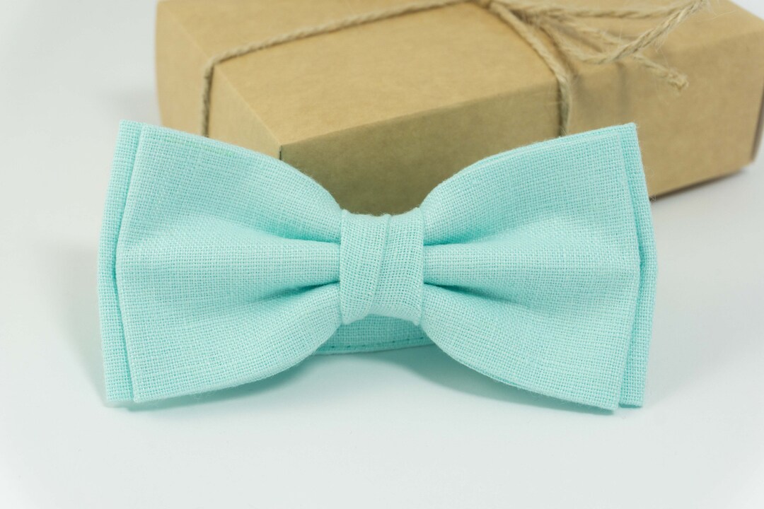 Mint Bow Tie for Groom Mint Linen Bow Tie Wedding Bow Ties Etsy