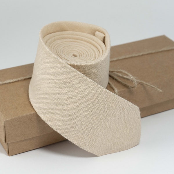 Light sand necktie |  Light sand wedding necktie made from natural linen