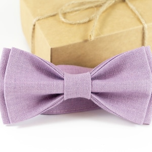 Light Purple linen bow tie | Light Purple bow tie made from eco friendly linen perfect for boys or men can be ordered with pocket square
