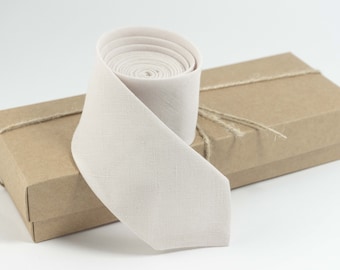 Ivoor heren stropdas beschikbaar met bijpassende pochet optie 100% linnen stropdas