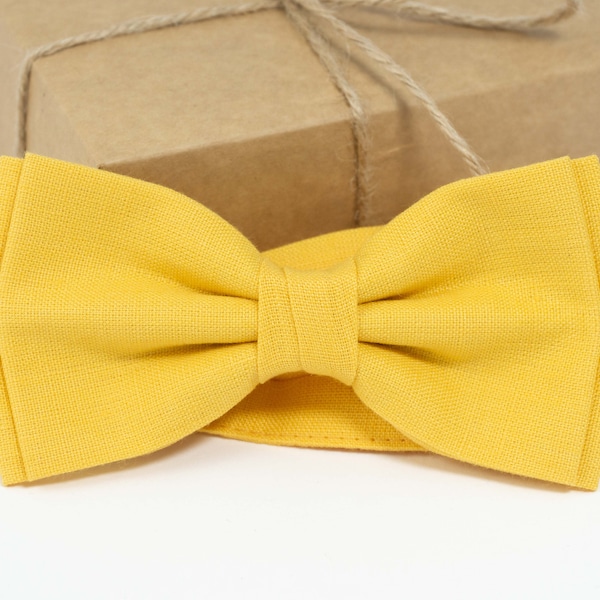 Yellow color mens bow tie | Yellow wedding bow tie, groomsmen tie, baby bow tie