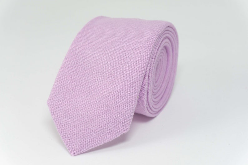 Light purple necktie Light purple linen necktie for your weddings perfect for grooms 画像 2