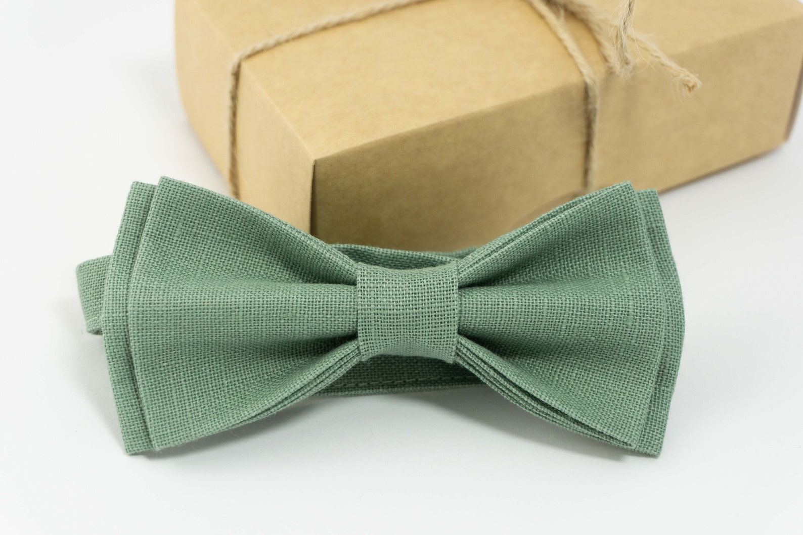 Sage Green Bow Tie Sage Green Linen Bow Tie Sage Green Etsy