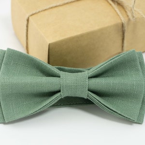 Sage green bow tie | Sage green linen bow tie, sage green groom bow tie, sage green ring bearer bow tie