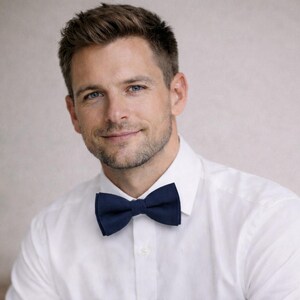 Navy Blue Linen Bow Tie for Weddings, Handmade Groomsmen Accessory, Adjustable Necktie for Men and Boys