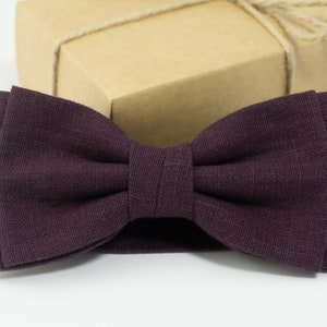 Eggplant bow tie | Eggplant linen bow tie, Eggplant weddings, wedding bow tie