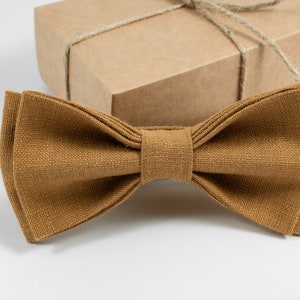Linen bow tie in CAMEL color HandMade bow tie for kids and adults