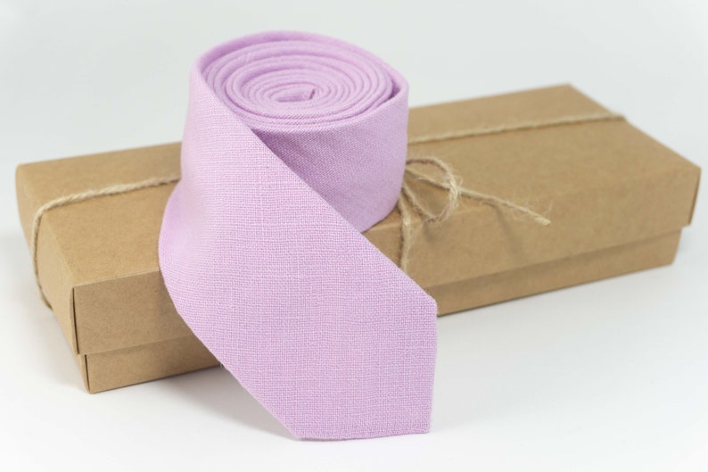 Light purple necktie Light purple linen necktie for your weddings perfect for grooms 画像 1