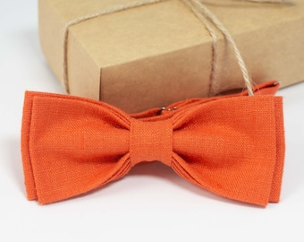 Pajaritas naranjas para padrinos de boda / Pajarita naranja para bebé, pajarita naranja a cuadros, pajarita para portador de anillos