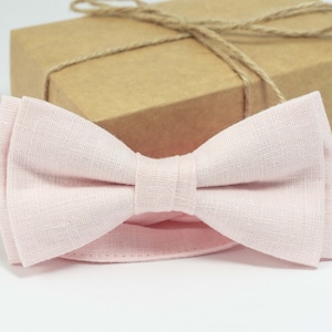 PETAL pink Mens linen Necktie Groomsmens Ties Bow Ties Pocket Square