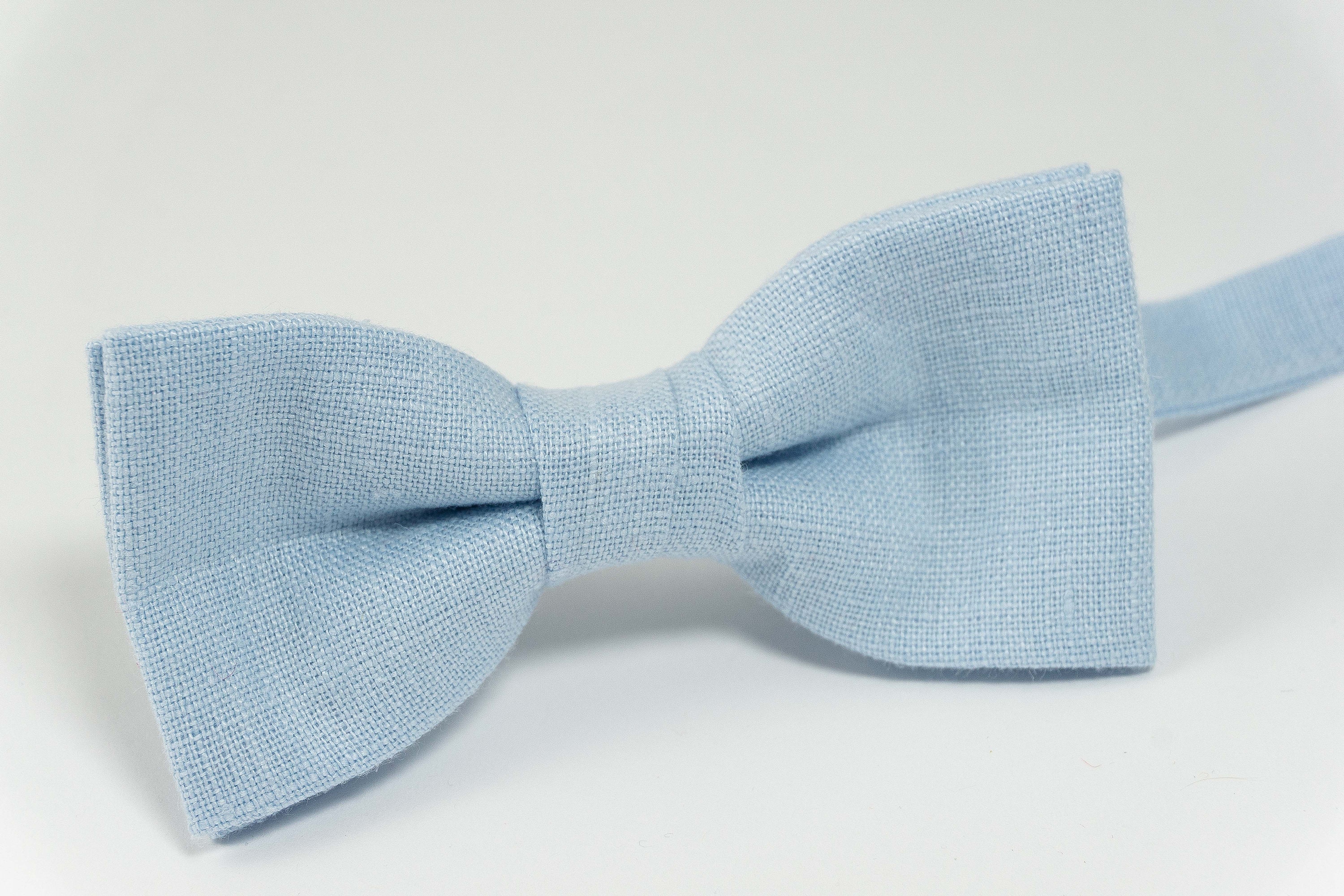 Light blue linen bow tie Light blue mens ties wedding bow Etsy