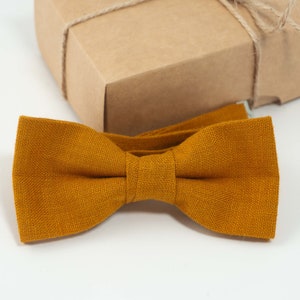 Mustard color bow tie |  Mustard pre-tied bow tie, groomsmen bow tie, wedding tie