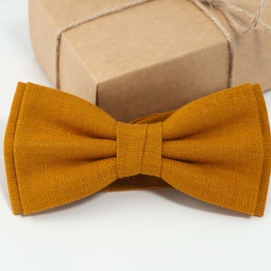 Mustard linen bow tie | mustard linen bow tie, mustard weddings, wedding bow tie