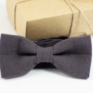 Dark brown wedding bow tie | Eco Friendly Linen bow ties for men