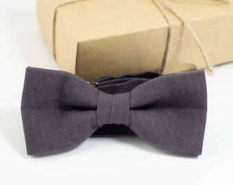 Dark brown wedding bow tie | Eco Friendly Linen bow ties for men