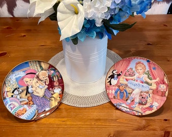 Carol Lawson collectible plates / 80s / vintage / fine porcelain / hand painted / 24 carat gold