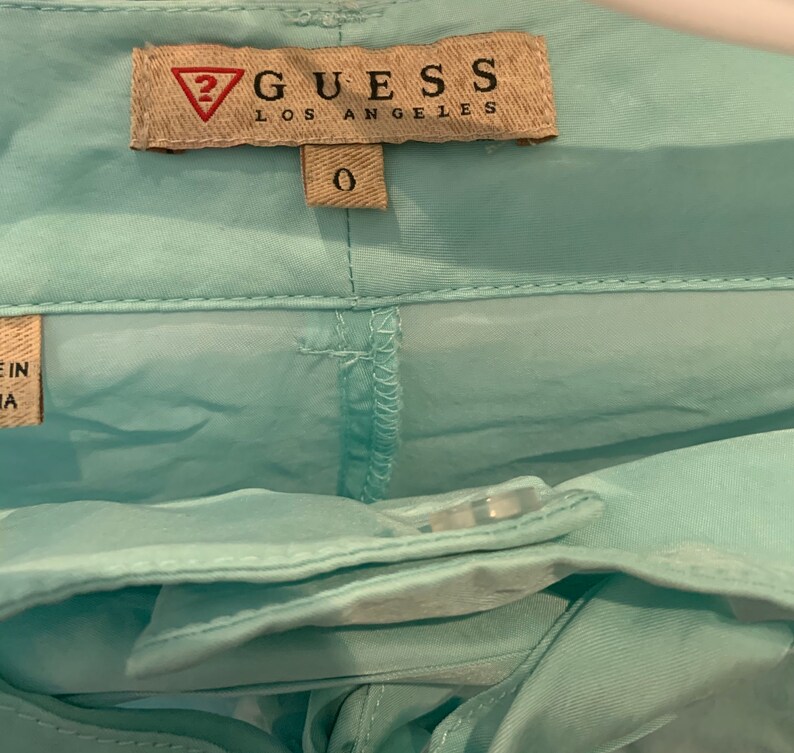Pants for women skinny authentic Guess turquoise spring silk style ankle vintage