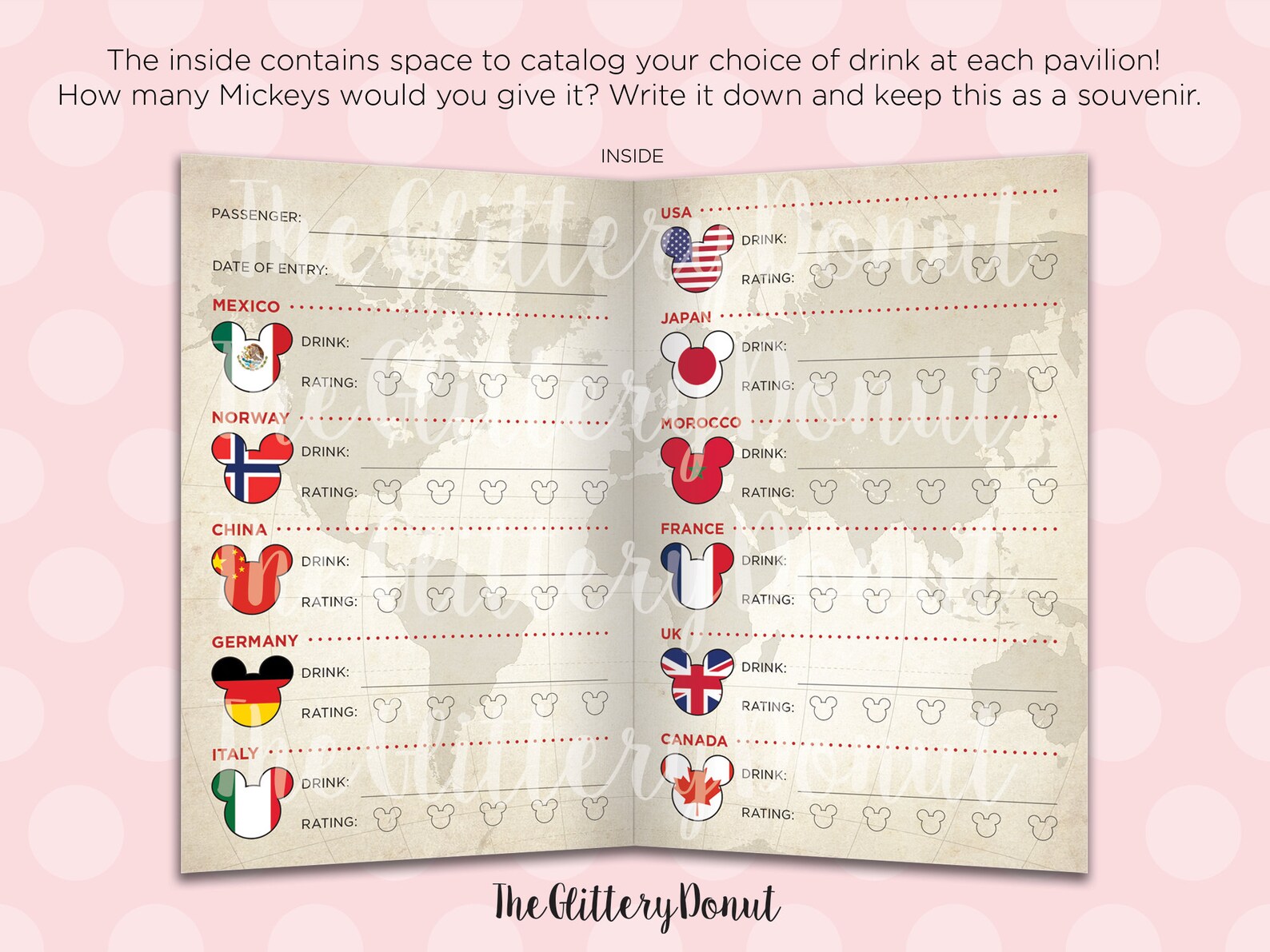Drink Around the World Printable World Showcase Drink Etsy