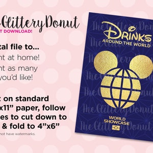 Beba ao redor do mundo! - Para impressão, World Showcase, Drink Passport DOWNLOAD INSTANTÂNEO 4"x6"