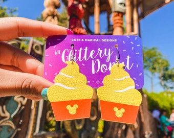 Pineapple Whip Earrings - Lightweight, Faux Leather, Theme Park Snack, READY TO SHIP!