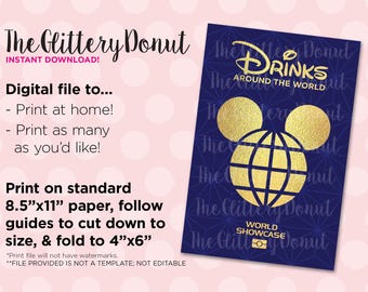 World Showcase Drink Passport – Printable File Only, 4x6 (Digital Download)