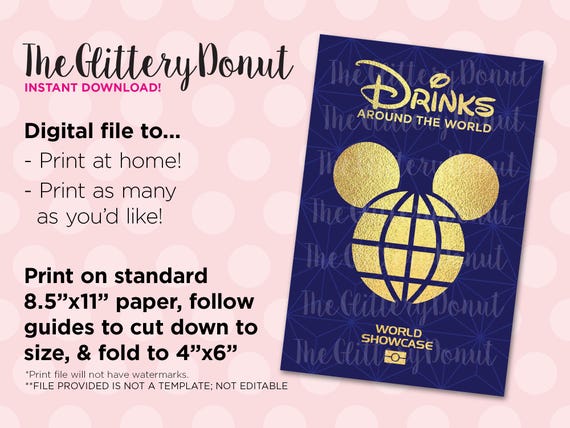 World Showcase Drink Passport – Printable File Only, 4x6 (Digital Download)