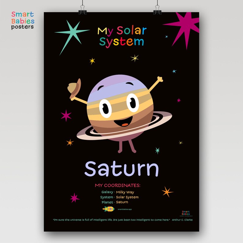 Cute Saturn Space Poster for Kids, Printable Nursery Wall Art - Etsy