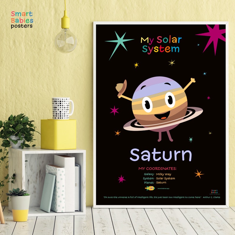 Cute Saturn Space Poster for Kids, Printable Nursery Wall Art - Etsy